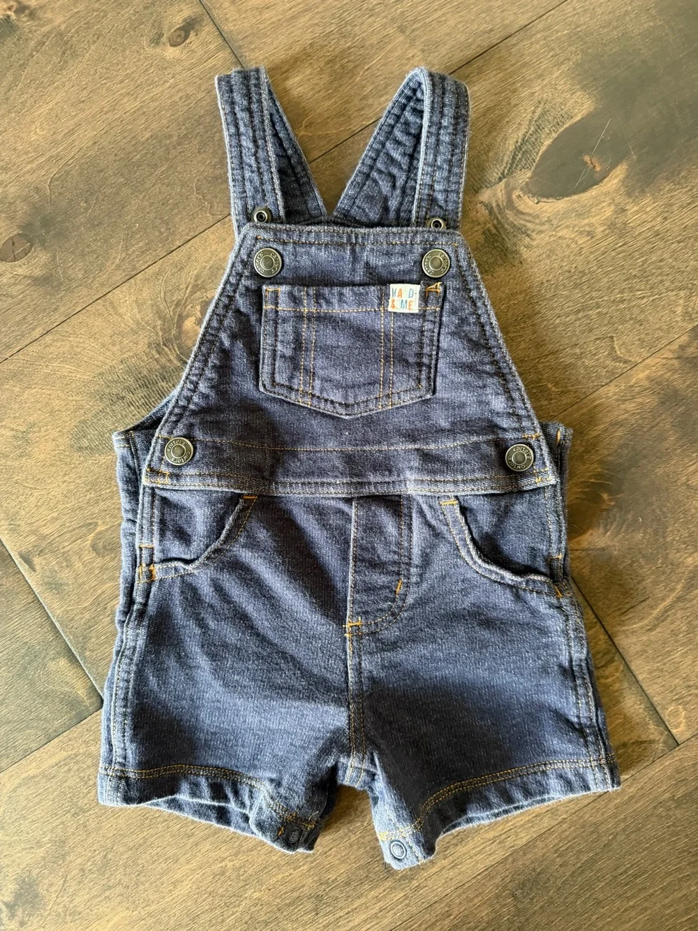 OshKosh B'gosh Trio of Toddler Short Overalls in Green, Navy and Tan
